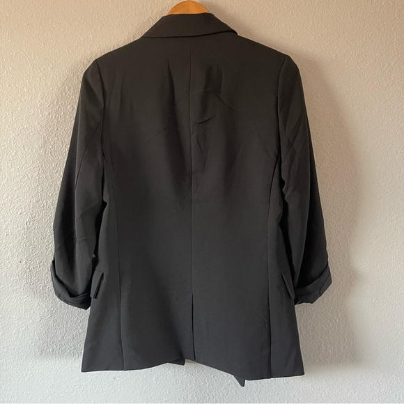 NWT Love Tree Women's Black Rolled Sleeve Open Blazer Suit Jacket Size Large - Picture 4 of 5